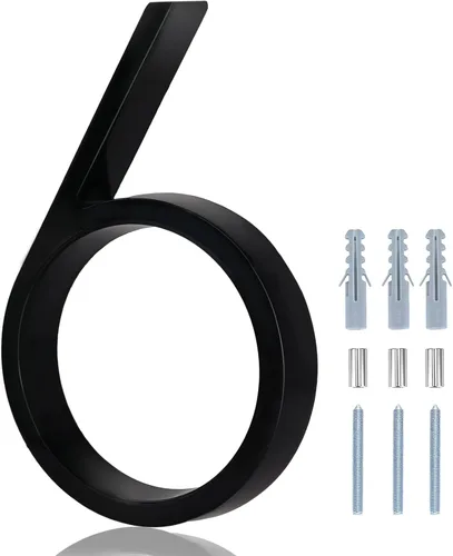 Vista 38 de Números de casa blancos para exterior moderno - Números de casa flotantes modernos de 5 pulgadas, crean sombras atractivas e interesantes, número 7