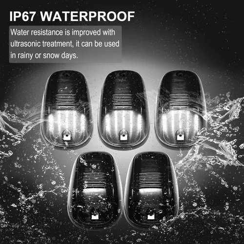 Vista 6 de R&F Auto Luces LED de cabina 5 piezas de luces de marcador de techo de cabina ahumadas compatibles con Ram 1500 2500 3500 (2003-2018) lámparas