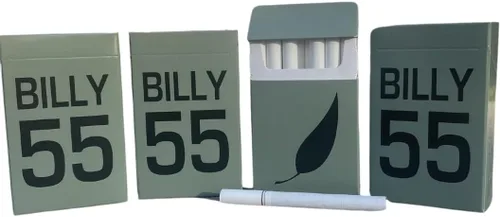 Cigarrillos de hierbas de té verde Billy 55, en un paquete de muestra de 4, sin tabaco, sin nicotina, alternativos (todos los paquetes de 4 con
