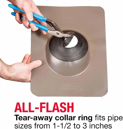 Vista 2 de Oatey 1-1/2 pulgadas a 3 pulgadas. Termoplástico All-Flash No-Calk 11-1/4 pulgadas x 15 pulgadas. Base de techo intermitente