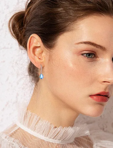 Vista 3 de JIWOY Women's Solitaire Earrings Sterling Silver Pear Shaped Brilliant Cut Birthstone Jewelry