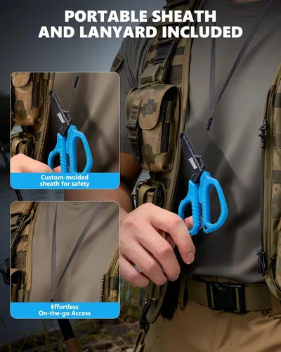 Vista 5 de Kit de herramientas Fisihng de 3 piezas, alicates de pesca con vaina, tijeras de pesca, equipo de pesca resistente al agua salada, cortador