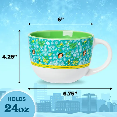 Vista 2 de Silver Buffalo - Taza de cerámica con citas icónicas de Elf Buddy de Navidad, para sopa, de 24 onzas