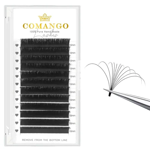 Vista 11 de CoMango - Extensiones de pestañas de color morado degradado 0.07, rizo C de 0.315-0.551 pulgadas, bandeja mixta, extensiones de pestañas de volumen