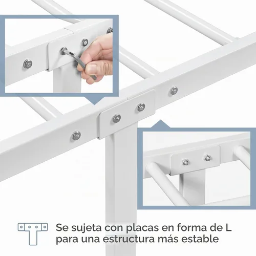 Vista 6 de Yaheetech Base de cama de metal individual, base de cama con plataforma, base de colchón con cabecera y estribo de diseño curvo, soporte resistente