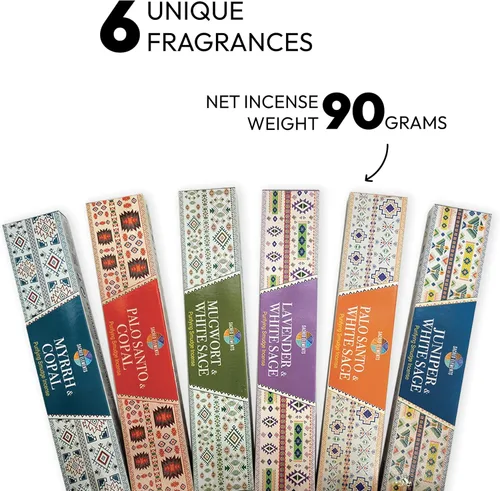 Vista 5 de Paquete variado de varitas de incienso de limpieza, 6 inciensos Masala, incienso de salvia blanca, incienso de lavanda, incienso de mirra, incienso