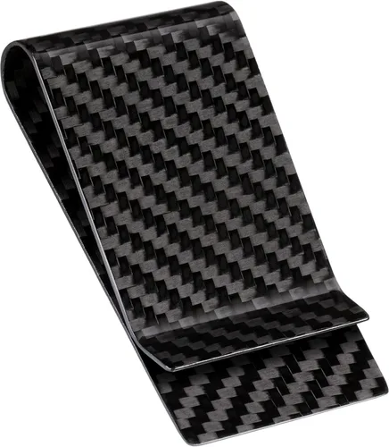 SERMAN BRANDS Clip de dinero de fibra de carbono para hombres Cartera delgada con clip de dinero RFID, bolsillo frontal minimalista, cartera EDC