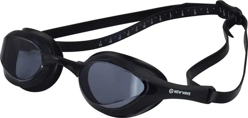 Gafas de natación New Wave con estuche protector de almacenamiento, lentes antiniebla, cuatro puentes nasales para triatlón y natación en aguas