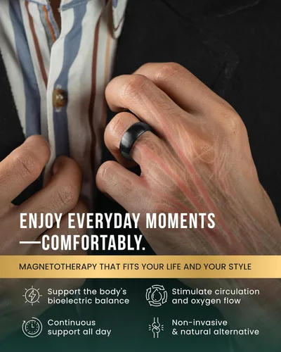 Vista 2 de MagnetRX Anillo magnético – Elegante anillo de acero inoxidable – Anillos magnéticos para hombre (Negro Tamaño: 6)