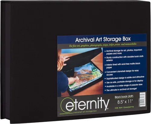 HG Art Concepts Eternity Archival Clamshell - Caja de almacenamiento de fotos, color negro, 8.5 x 11 pulgadas, para almacenar obras de arte, fotos y