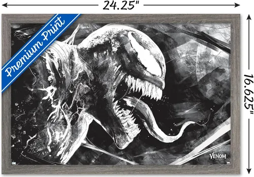 Vista 3 de Trends International Marvel Venom: Let There be Carnage - Póster de pared de boceto, 22.4 pulgadas de largo x 14.7 W, versión enmarcada en madera