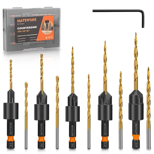 Vista 9 de Juego de brocas avellanadas M2 cobalto HSS, 6 piezas de vástago hexagonal de cambio rápido de 1/4 pulgadas para metal, madera, acero inoxidable