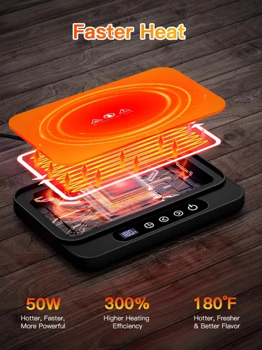 Vista 2 de Misby - Calentador de Tazas de Café, Panel de Calentamiento Grande de 50W con Configuraciones de 6 Temperaturas, Apagado Automático de 8H