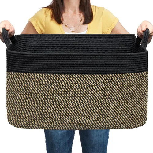 Vista 20 de COMFY-HOMI Cestas de almacenamiento de 11.5 x 7.5 x 4.7 pulgadas para organizar, cesta tejida de cuerda de algodón, caja de almacenamiento