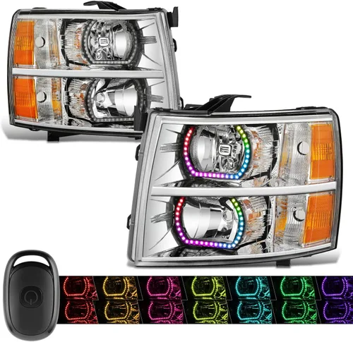 Vista 10 de DNA Motoring HL-OH-CSIL07-BK-CL1 Par de faros delanteros con carcasa negra compatibles con Silverado 1500 de 07-13 / Modelos Silverado 2500 3500 &