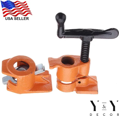 Vista 7 de Y&Y Decor Paquete de 4 abrazaderas de tubo de 3/4 pulgadas para pegar madera, hierro fundido resistente, herramientas profesionales para carpintería