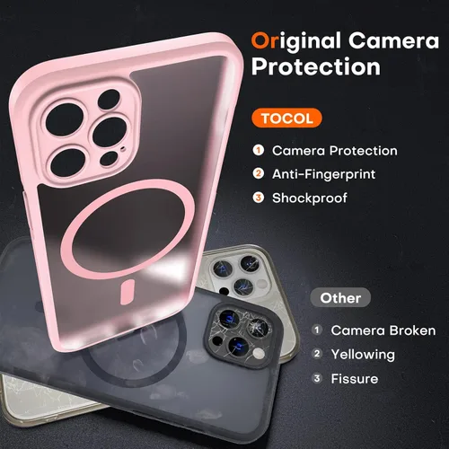 Vista 1242 de TOCOL Funda para iPhone 11, compatible con Magsafe, protección completa de cámara, imanes integrados, protección contra caídas, funda translúcida