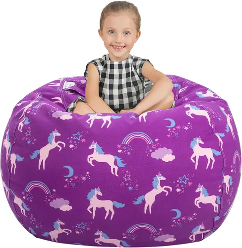 Vista 49 de Aubliss - Silla de almacenamiento para peluches en forma de puf (Estrella Aqua, Mediana (32"))
