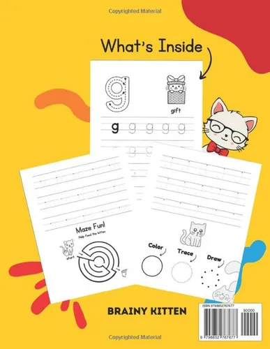 Vista 2 de Brainy Kittens ABC Preschool Trace Book Ages 3-5 Alphabet Tracing and Pen Control Fun! Letter Tracing Workbook (Foundations of Fun Learning)