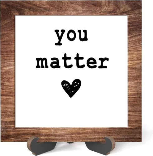 Vista 8 de Letrero de madera con soporte, You are enough, placa de madera inspiradora para el cuidado de la salud mental, decoración del hogar -A19