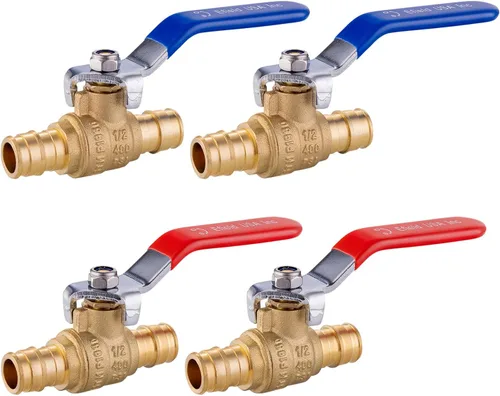 Vista 17 de Paquete de 2 EFIELD Válvula de bola de latón de cierre completo de puerto completo de expansión de Pex A de 1/2 pulgada con oreja caída, rojo