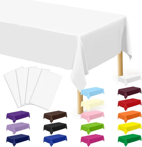 Vista 105 de QZYL 4 manteles de picnic con fundas de banco, manteles de plástico negro, 54 x 108 pulgadas, fundas rectangulares desechables impermeables