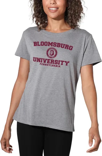 Vista 325 de Colección oficial de camisetas sueltas con logotipo de círculo envejecido universitario para mujer, jaspeado atlético
