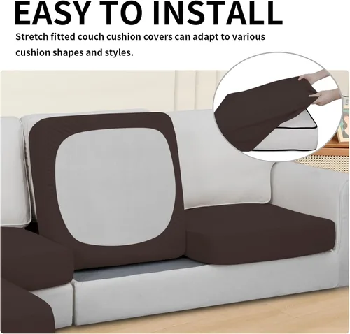 Vista 4 de Easy-Going Fundas de cojín 100% impermeables de 3 piezas para sofá seccional, izquierdo/derecho en forma de L, funda antideslizante para sofá, 2