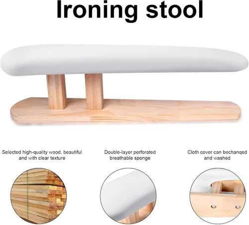 Vista 3 de Tabla de planchar de manga larga acolchada mejorada, mangas y sastre de pecho, tabla de planchar de manga portátil con base de madera para planchar
