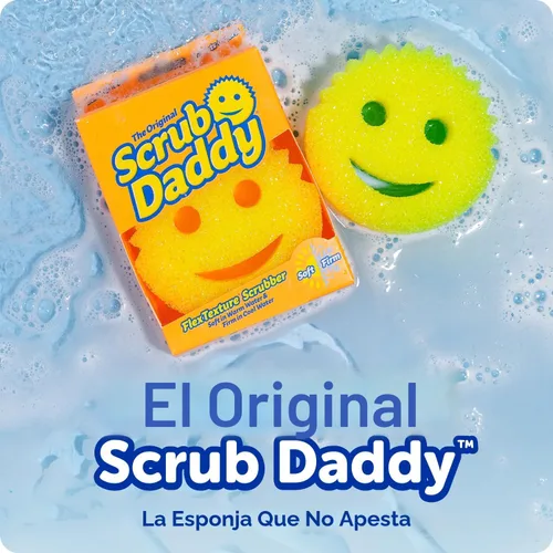 Vista 2 de Scrub Daddy Esponjas de Color – Esponjas multiusos para platos sin arañazos para limpieza de cocina, baño y hogar – Hechas con espuma de polímero