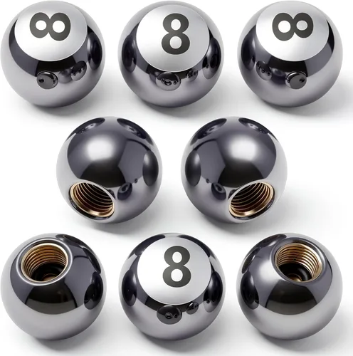 Vista 30 de 4 tapas de vástago de válvula de neumático estilo piscina 8 bolas, cubiertas universales de núcleo de cobre a prueba de polvo para automóviles, SUV