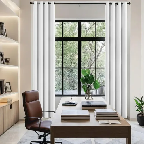 Vista 9 de mstexa Cortinas opacas beige para techo alto sala de estar, cortinas extralargas de lino sintético con ojales para cortinas de casa de 2 pisos