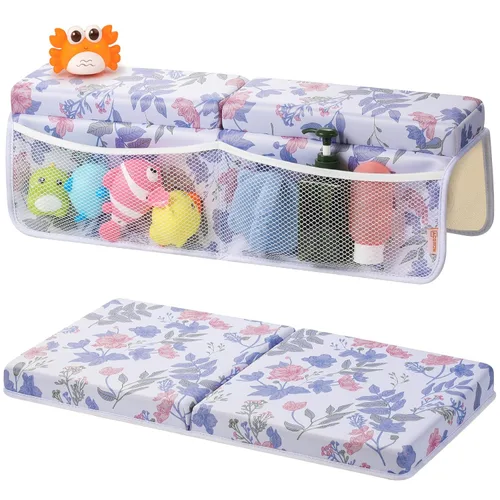 Vista 8 de Bath Kneeler and Elbow Rest Pad Set - Comfortable 1.5” Thick Baby Bath Kneeler Pads with Toys Organizer, Non-Slip Knee Arm Support Bathtub Mat