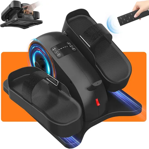 Under Desk Elliptical Machine for Senior Mini Elliptical Leg Exerciser with Remote Quiet Portable Electric Seated Foot Pedal Exerciser for Home