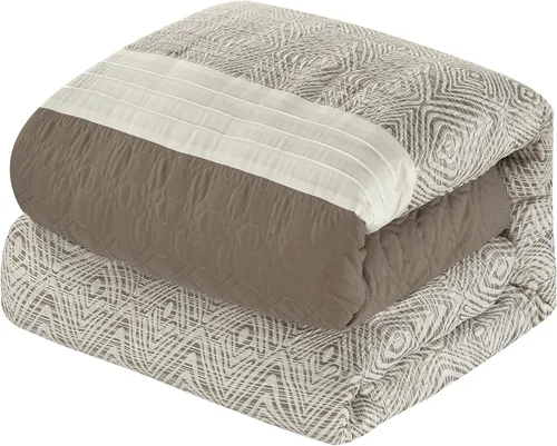 Vista 7 de Chic Home Imani - Juego de edredón de 6 piezas con diseño de bloques de color jacquard con patrón geométrico de diamante, fundas de almohada