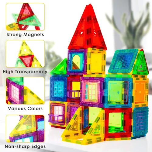Vista 5 de Batlofty Bloques de construcción magnéticos 3D de 178 piezas para niños, niños pequeños a partir de 3 años, juguete para niños con juegos de autos