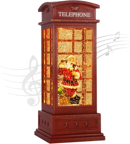 Vista 17 de Linterna de globo de nieve de Navidad, linterna musical de globo de nieve, linterna de mesa de Navidad, luz de villancico, linternas de agua