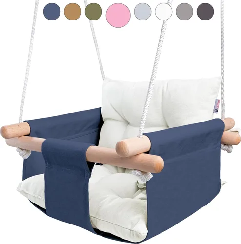 CaTeam - Columpio de lona para bebé, silla colgante de madera con cinturón de seguridad, silla de columpio para bebé duradera, columpio para