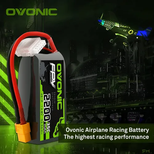 Vista 4 de OVONIC 4s Lipo Batería 35C 2200mAh 14.8V Lipo Batería con XT60 Conector para Avión RC Quadcopter Helicóptero FPV Drone