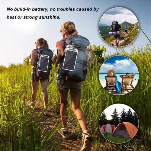 Vista 4 de Lixada Cargador de panel solar Puerto USB portátil de alta potencia en forma de papel monocristalino de silicona para teléfono celular Camping