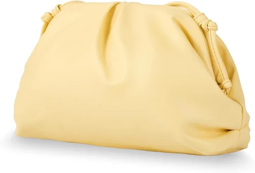 Elegante bolso de mano de cuero vegano para mujer, elegante bolso de bola de masa plisada de nube súper suave de poliuretano