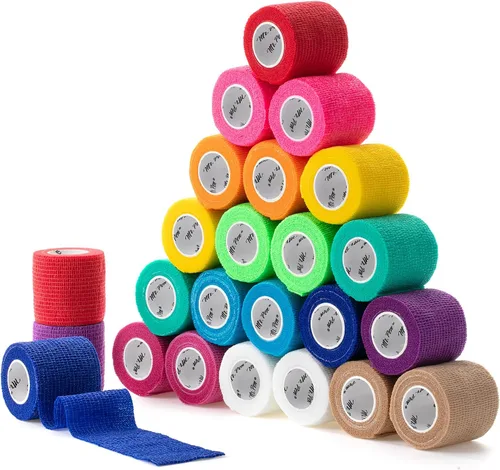 Vista 14 de Mr. Pen - Envoltura de vendaje autoadhesiva, 1 pulgada x 5 yardas, paquete de 24, colorido, elástico cohesivo a granel para deportes, muñeca