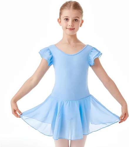 Vista 6 de HiDance Leotardos de ballet para niñas, vestido de baile de bailarina, leotardos de ballet con falda