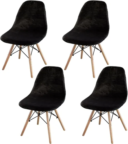 Vista 6 de Fundas elásticas para silla de terciopelo modernas de mediados de siglo, fundas para sillas sin brazos, para cocina, comedor, sala de estar