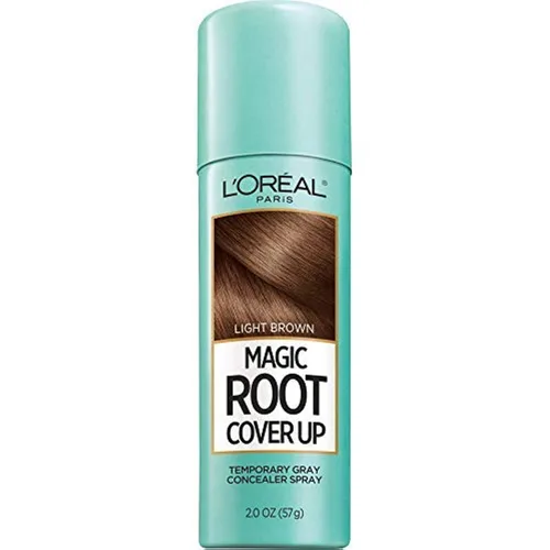 Vista 2 de L'Oreal Paris Magic Root Cover Up - Corrector en aerosol gris marrón claro, 2 onzas y marrón oscuro, paquete de 2 onzas