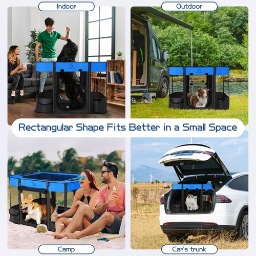 Vista 7 de Corralito para perros, corralito para mascotas, corralito plegable para cachorros y gatos, jaula de camping portátil para ejercicio, cubierta