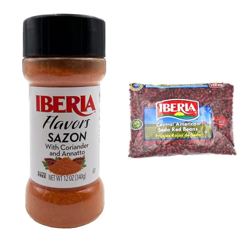 Iberia Sazon con Annatoo y cilantro, 12 onzas + Frijoles rojos de seda centroamericanos Frijoles Rojos de Seda, 1.5 libras (paquete de 1)