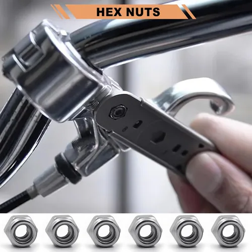 Vista 5 de WEGOUP Tuercas de bloqueo de acero inoxidable de 1/4"-20, paquete de 28 Tuercas hexagonales de inserción de nailon A2-70, autobloqueantes de acero