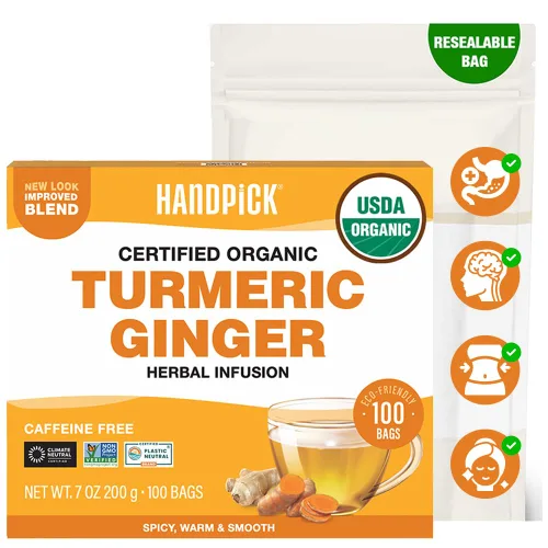 Vista 18 de HANDPICK, Té de raíz de Ashwagandha (100 bolsas de té) Sin cafeína, sin gluten Empaquetado en bolsas de té ecológicas