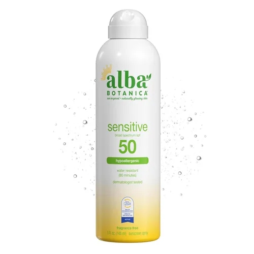 Alba Botanica - Bloqueador solar para niños en spray, SPF 50, 6 onzas, Mineral Sensible, Multicolor
